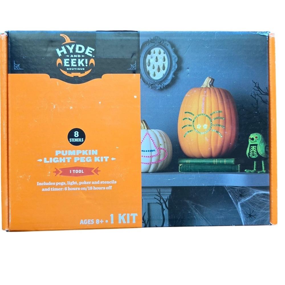 Hyde and EEK Boutique Halloween Pumpkin Light Peg Kit 400 Pegs 8 Stencils Tool